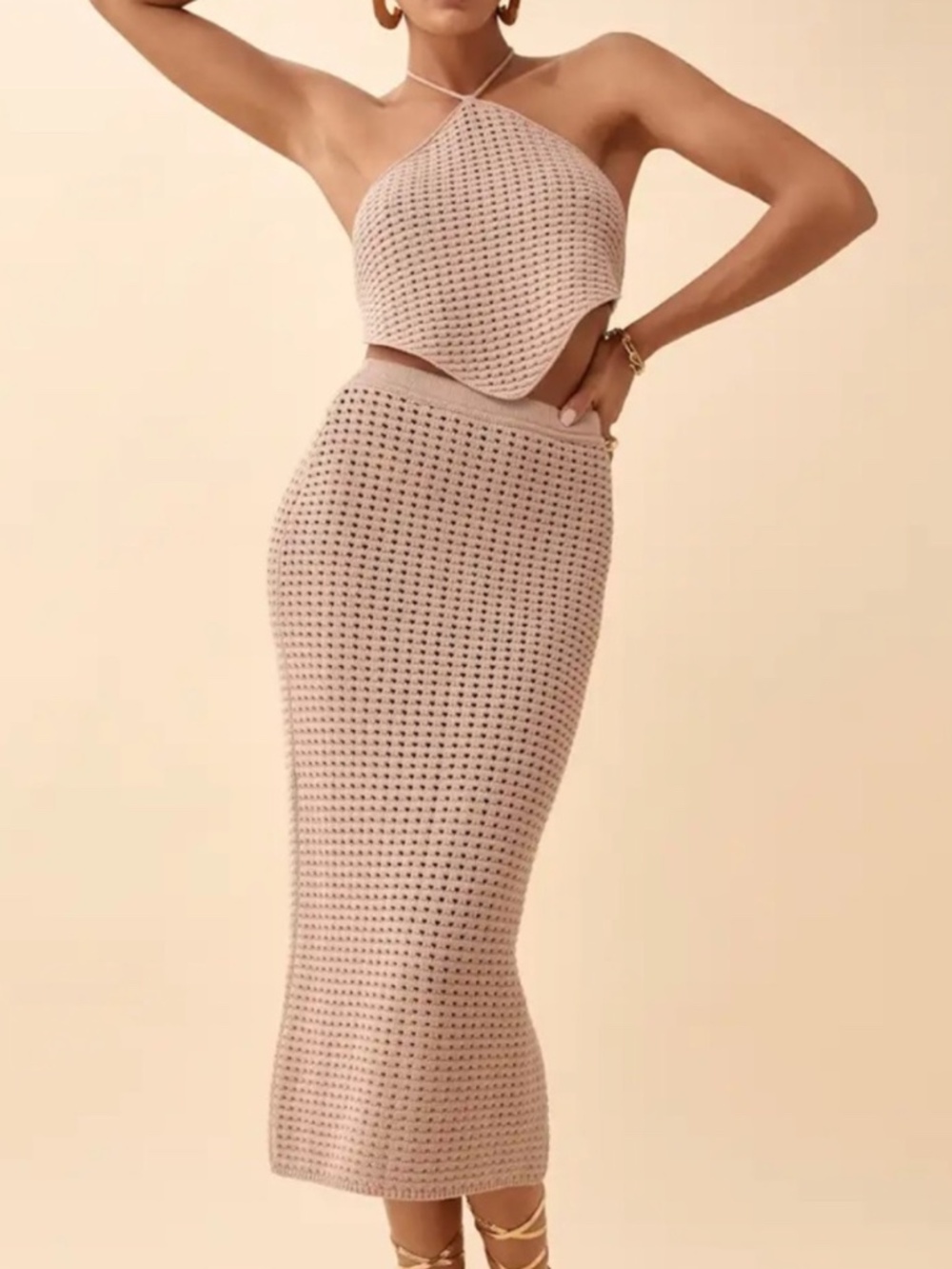Reformation Circa open knit two piece set (S)